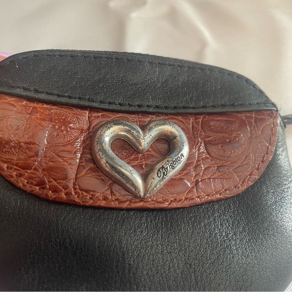 BRIGHTON Mini Heart Croc Embossed Leather Coin Change Purse Wallet - Picture 2 of 8